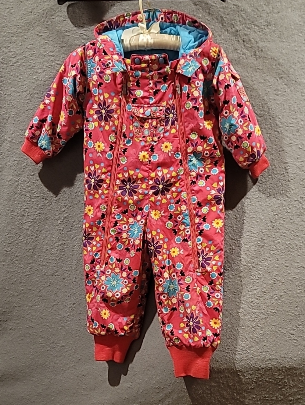Hanna Andersson Journeys End Floral Pink Hooded One-Piece Snowsuit - Size4/100